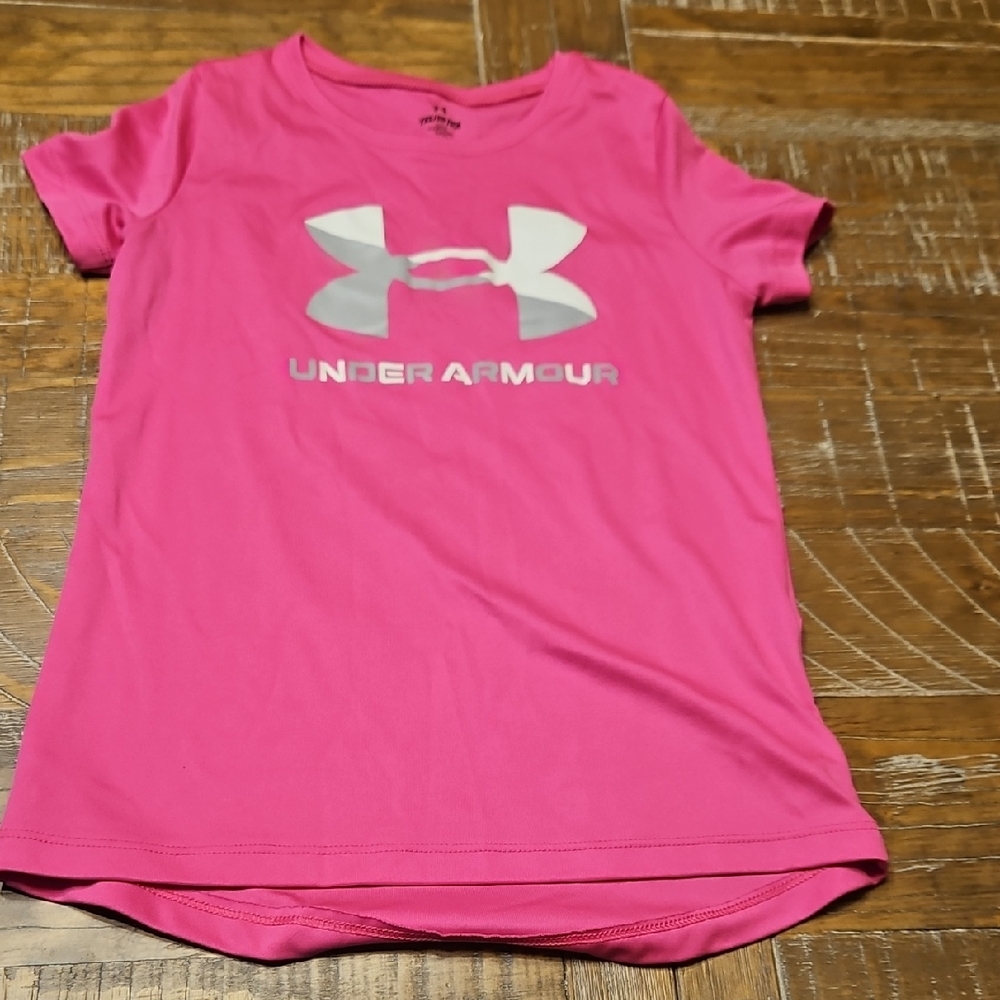 Under Armour Pink Short Sleeve Tee Athletic Performance Girls Yxs